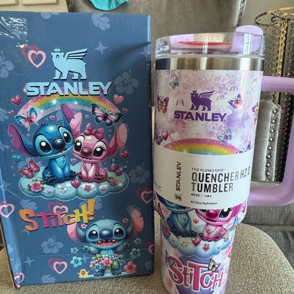 Stanley Stitch Themed in pastel purple 40oz Tumbler with Handle. New. - Picture 5 of 8
